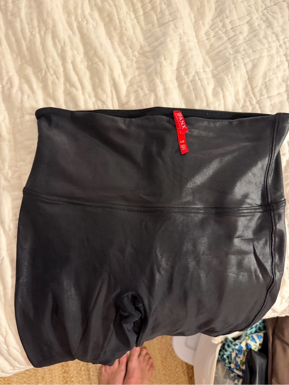 SPANX Black High-Waist Shaping Shorts with Red Tag